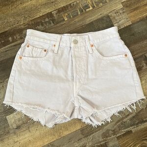Levi's 501 High Rise Button Fly Cutoff Denim Shorts Lilac Purple | 32